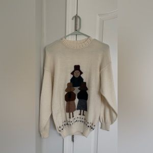 Peru Handmade Alpaca Knit Sweater
Women with Braids Motif White